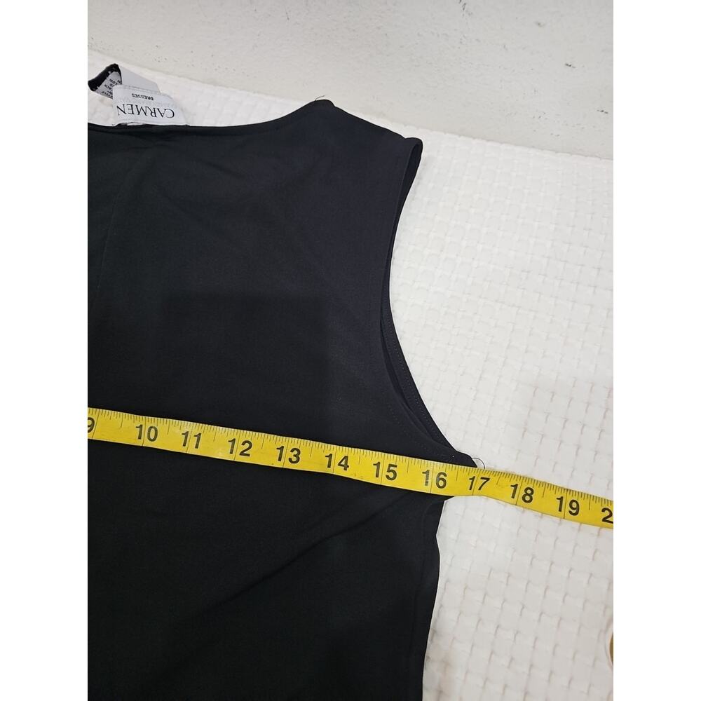 Carmen Marc Valvo Dress Size M Black Solid Sheath Below Knee Sleeveless New - Picture 9 of 13